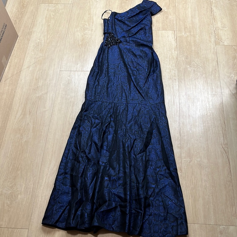 David meister one shoulder gown navy blue SIZE 2